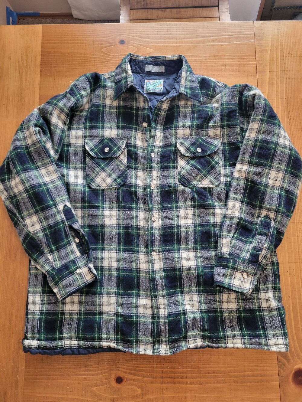 Vintage 80s Outdoor Exchange Quilt Lined 51% Wool Plaid Shirt Jacket Size XL
